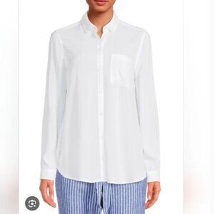 beachlunchlounge White Long-Sleeve Button Shirt Womens, NWT, S